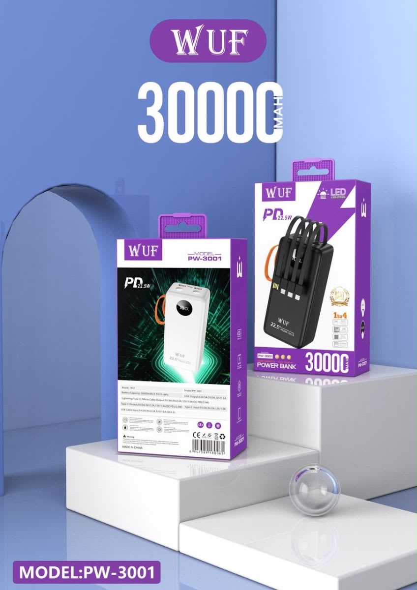 Wuf 30,000mAh Powerbank super fast charge