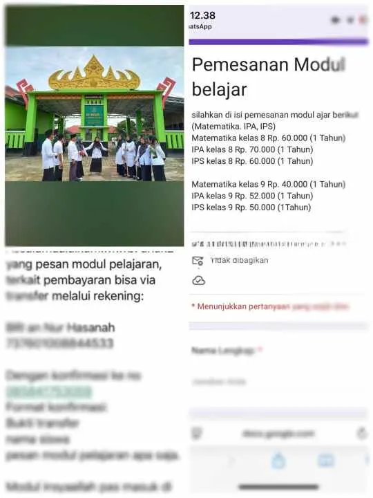 Dugaan Pungutan Biaya Modul Pelajaran di MTsN 1 Lampung Selatan Menuai Sorotan Dugaan Pungutan Biaya Modul Pelajaran di MTsN 1 Lampung Selatan Menuai Sorotan