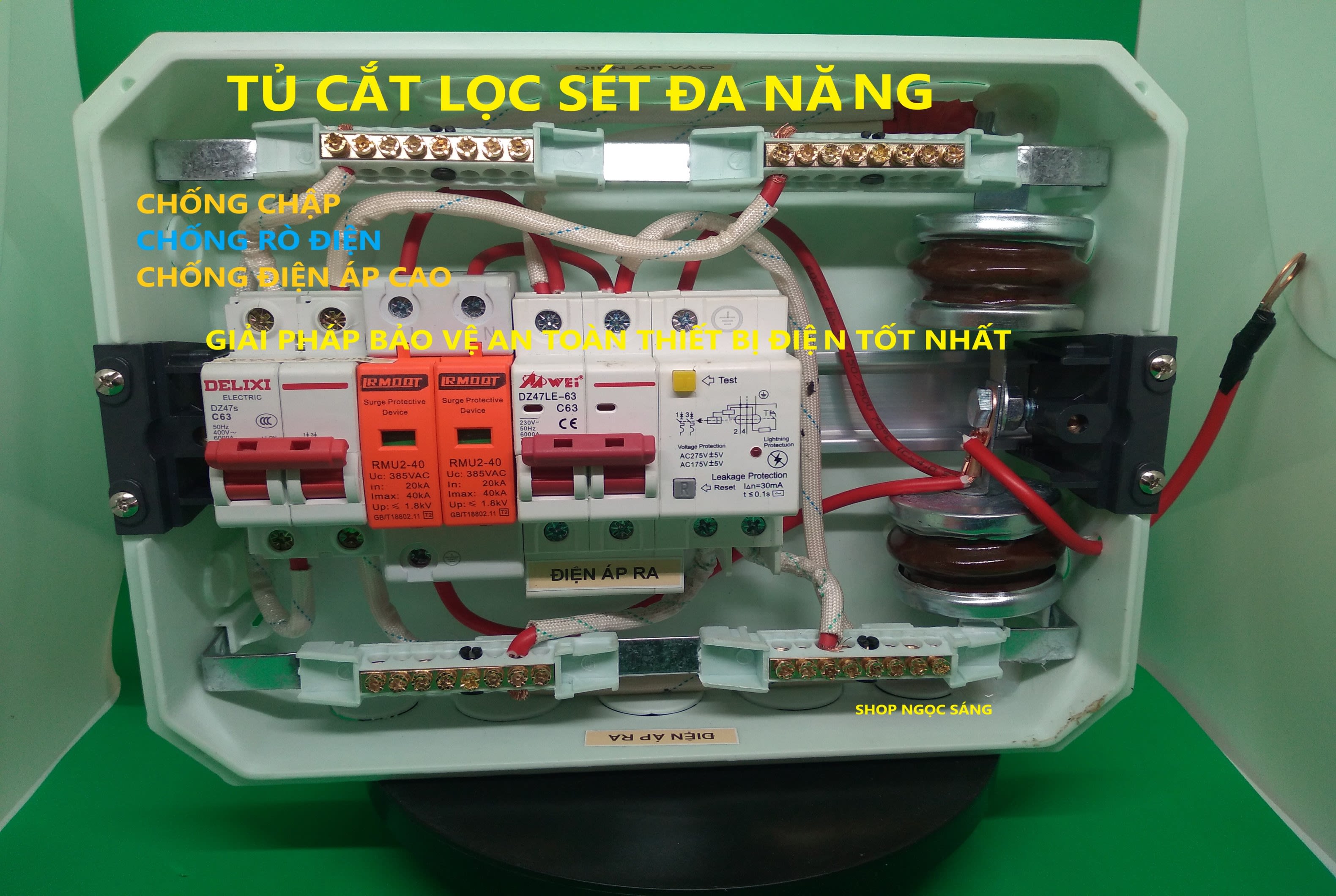 Tủ cắt lọc sét lan truyền 1 pha 63A
