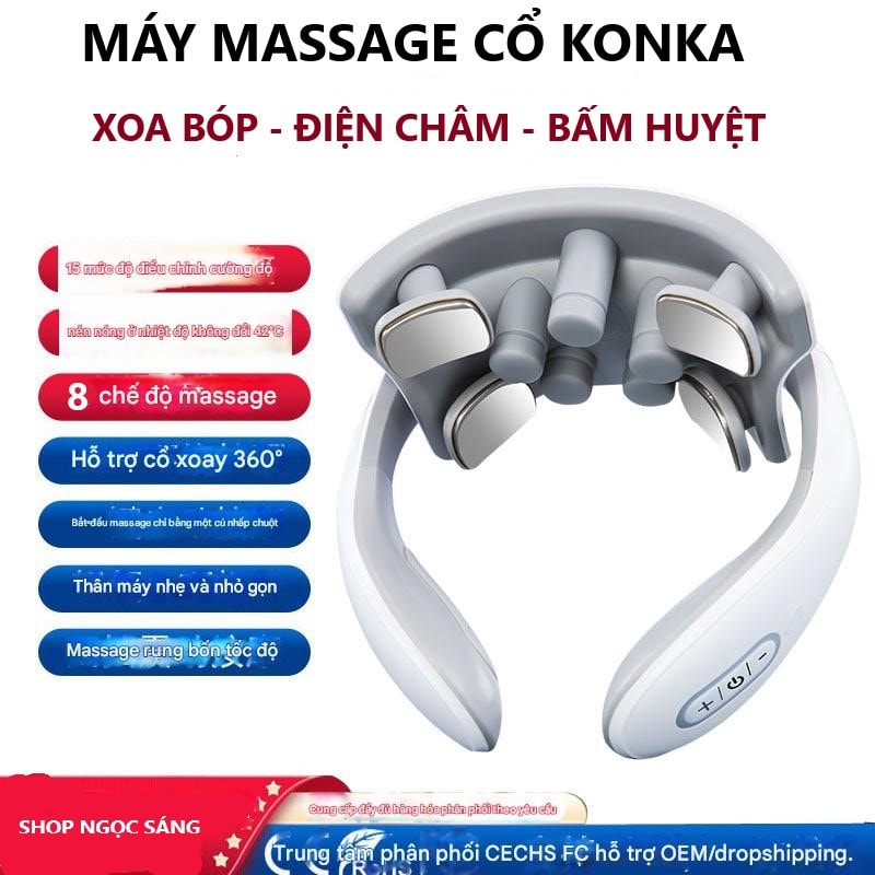 Máy Massage Cổ Vai Gáy Cao Cấp KONIKA 9 Đầu Massage – 8 Chế Độ Xoa Bóp