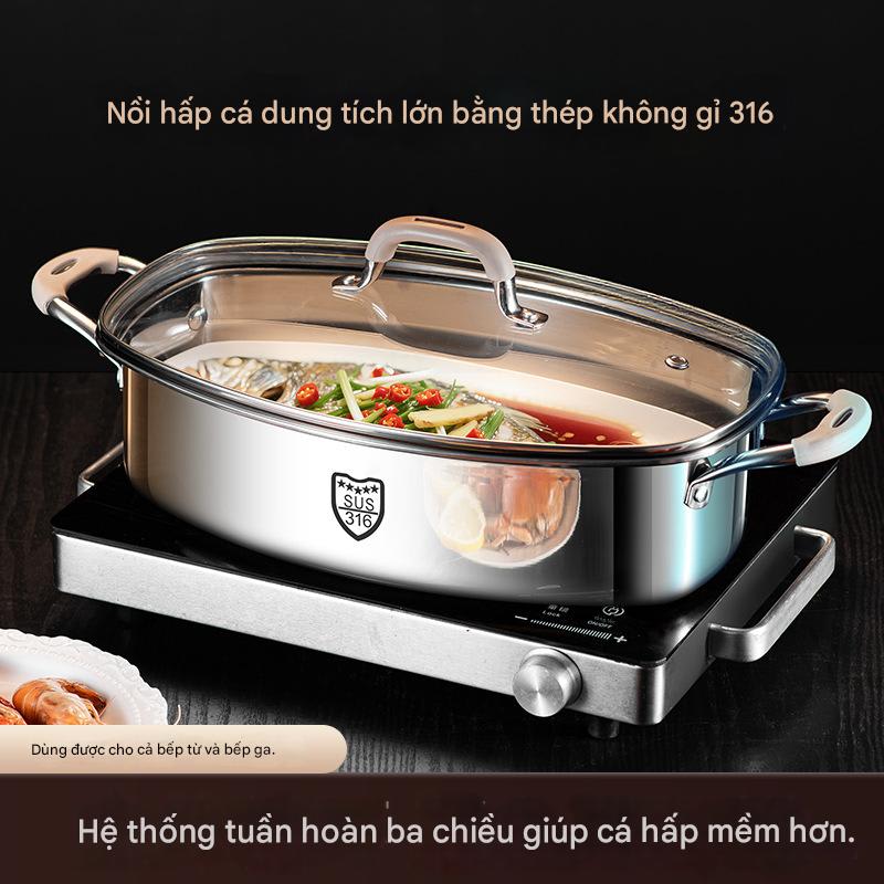 Nồi hấp cá Khay hấp đa năng bằng inox 316 cao cấp