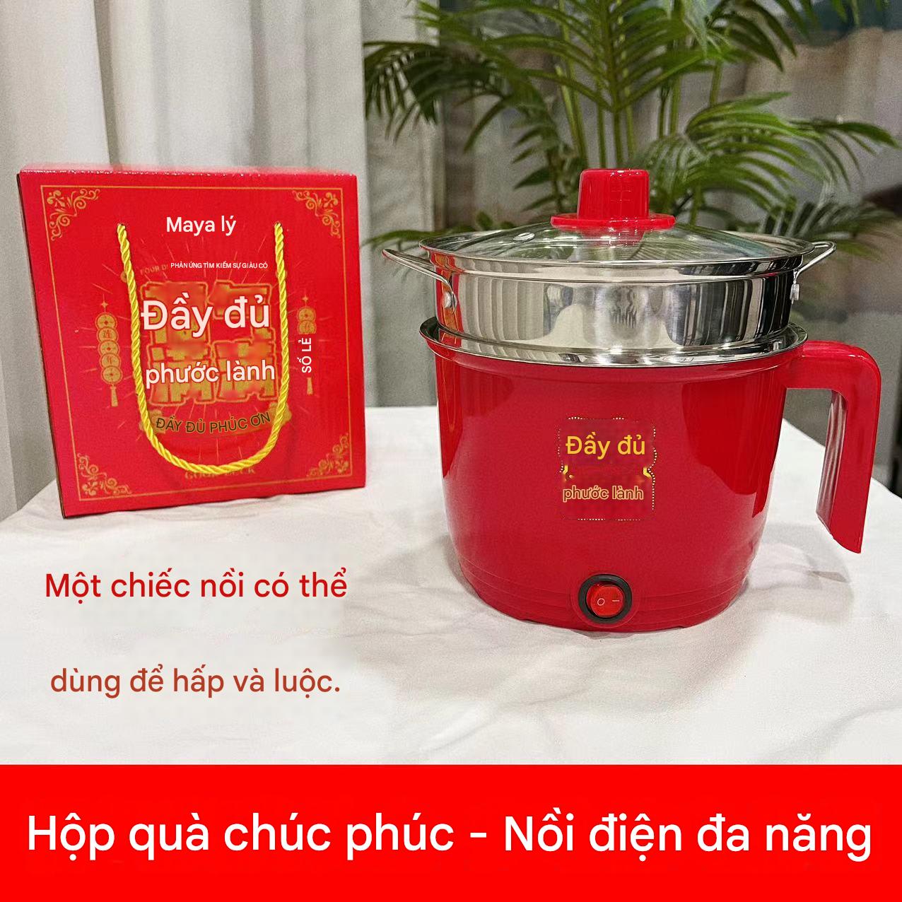Nồi Lẩu Mini Kèm Khay Hấp Inox 2 Tầng Đa Năng – Nấu Mì, Hấp, Chiên, Xào Tiện Lợi 1-2 Người
