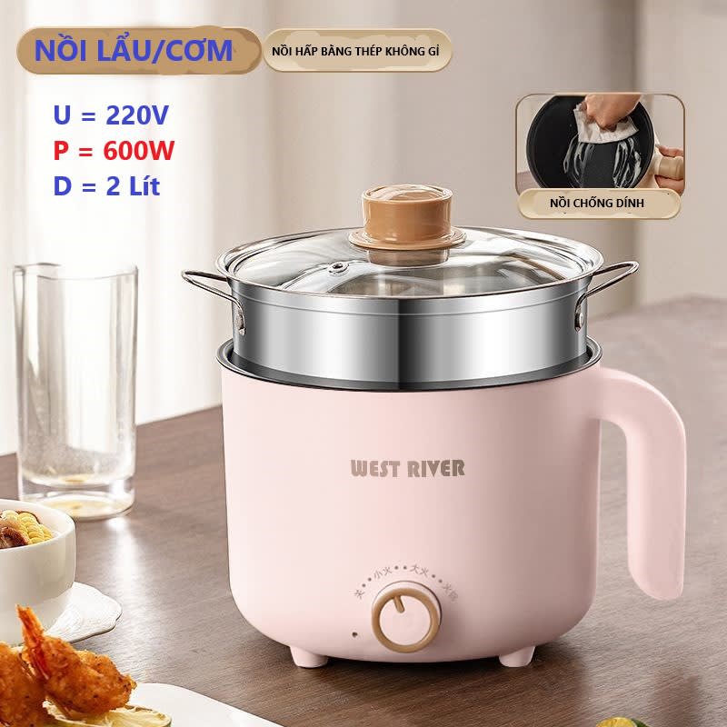 Nồi Nấu Cơm Đa Năng Mini Có Khay Hấp – Nấu Lẩu, Hấp, Nấu Cháo Tiện Lợi