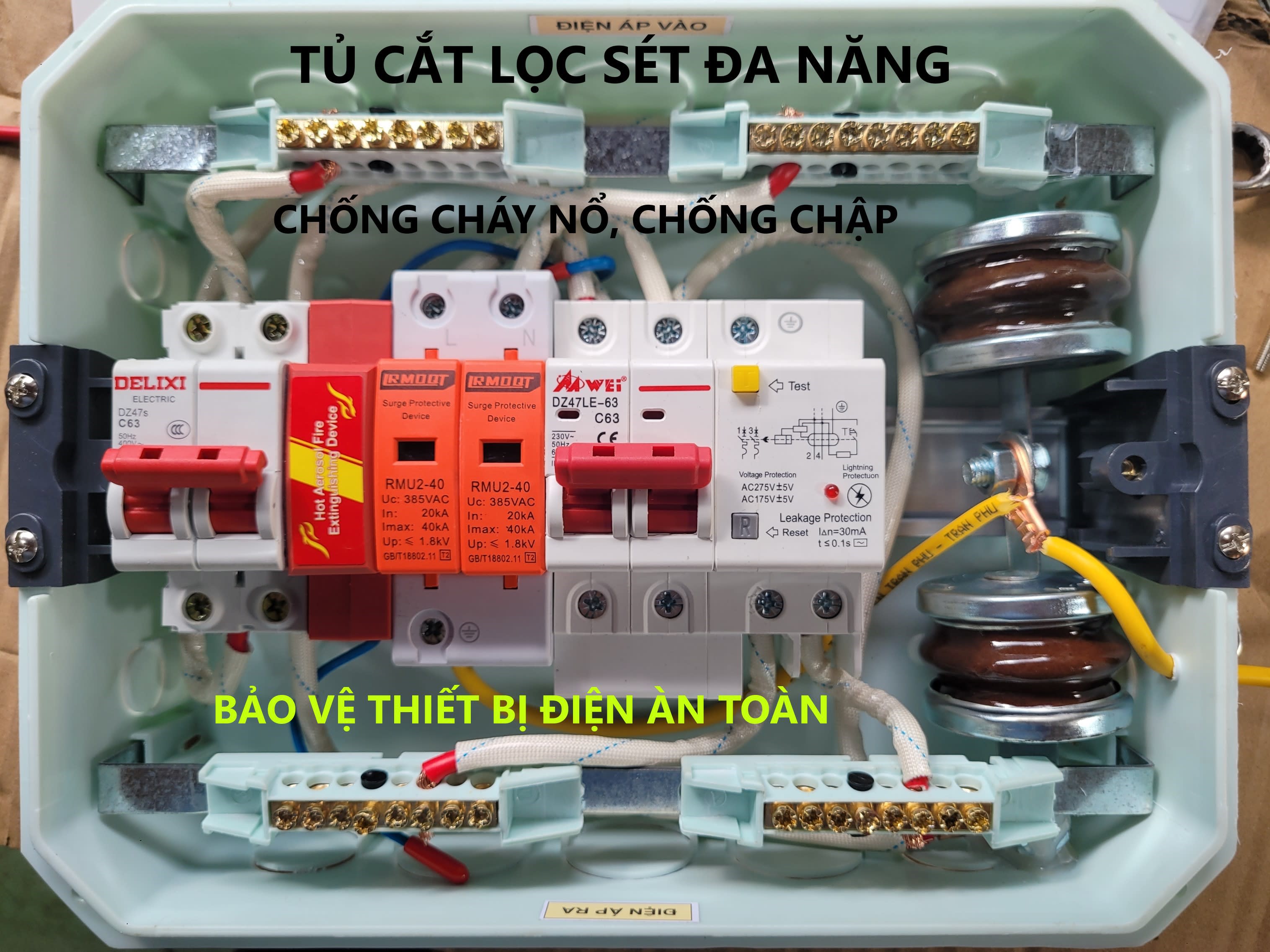 Tủ cắt lọc sét lan truyền 1 pha 63A