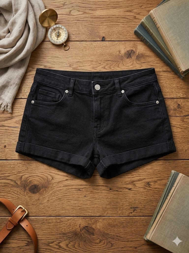 Black jeans shorts
