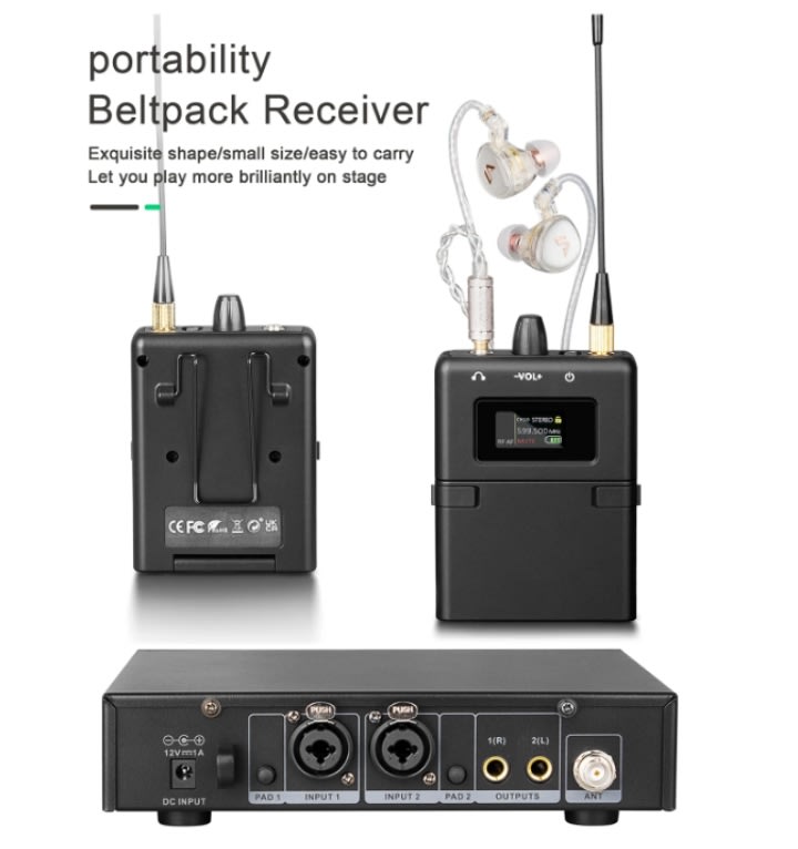 UHF Professional Wireless In-Ear Monitor System