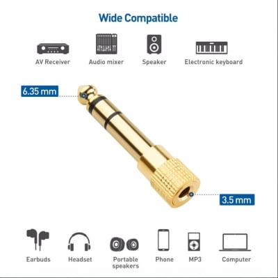 5PCS SET 6.5MM TO 3.5MM CONVERTER ADAPTER