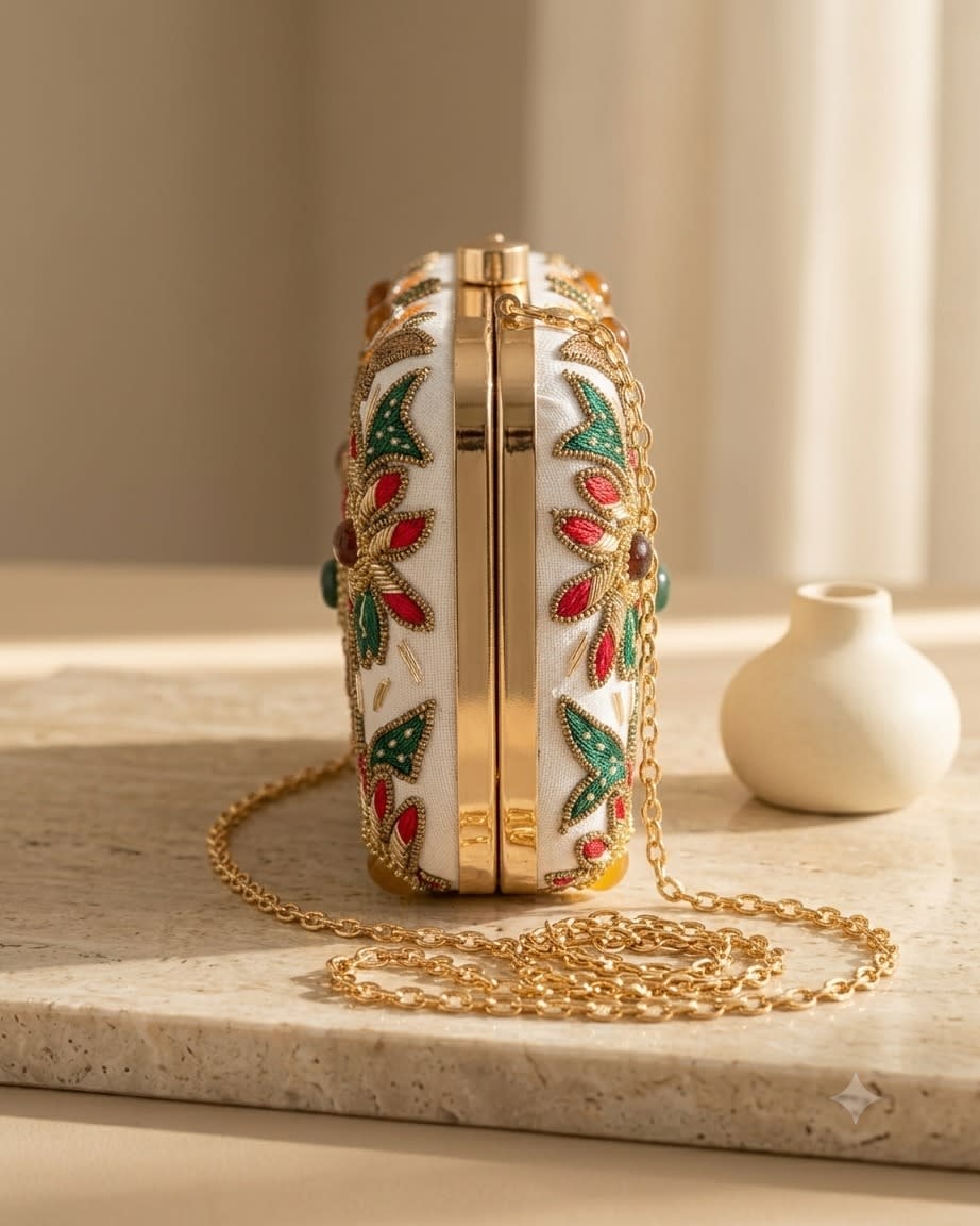 Premium Zardozi Handmade With Semi Precious Stones
