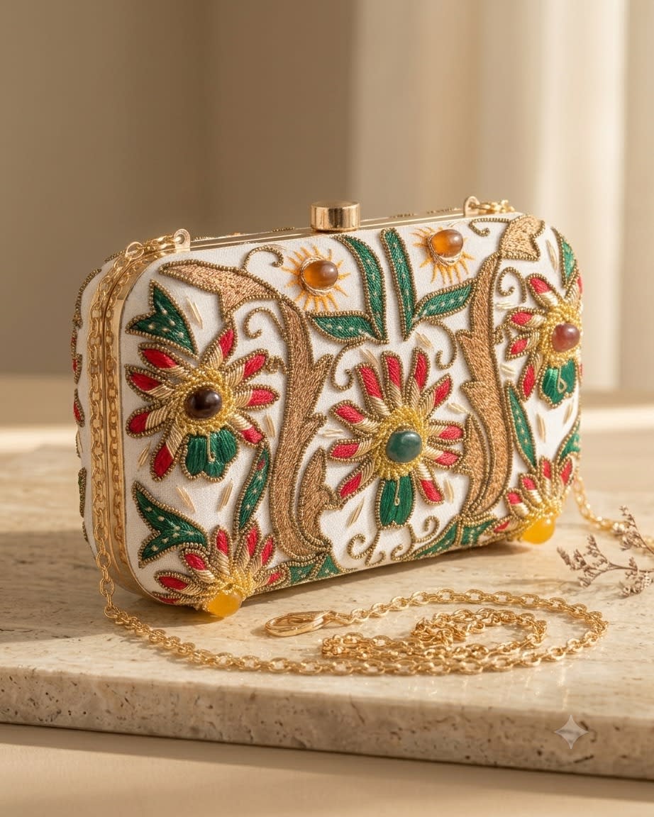 Premium Zardozi Handmade With Semi Precious Stones