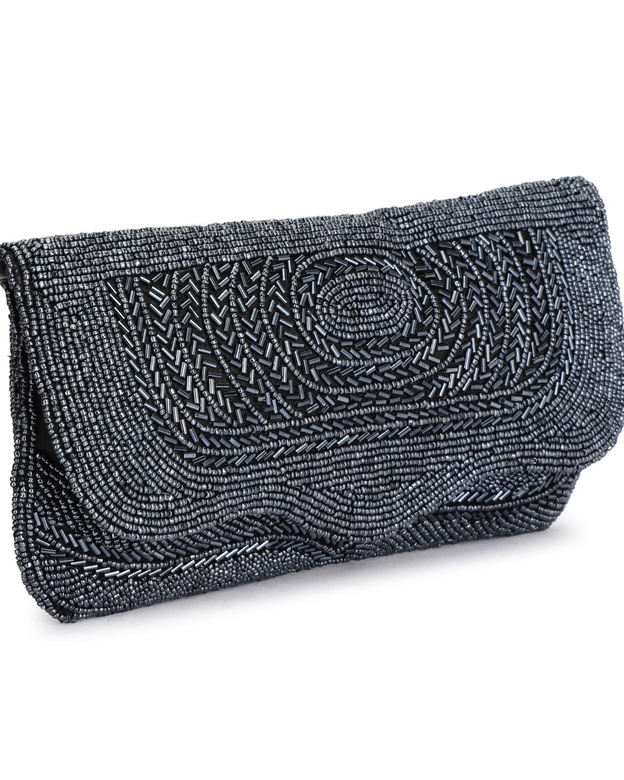 Hand Beaded Envelope Bag (grey)