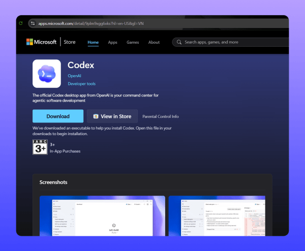 OpenAI phát hành ứng dụng Codex cho Windows trên Microsoft Store