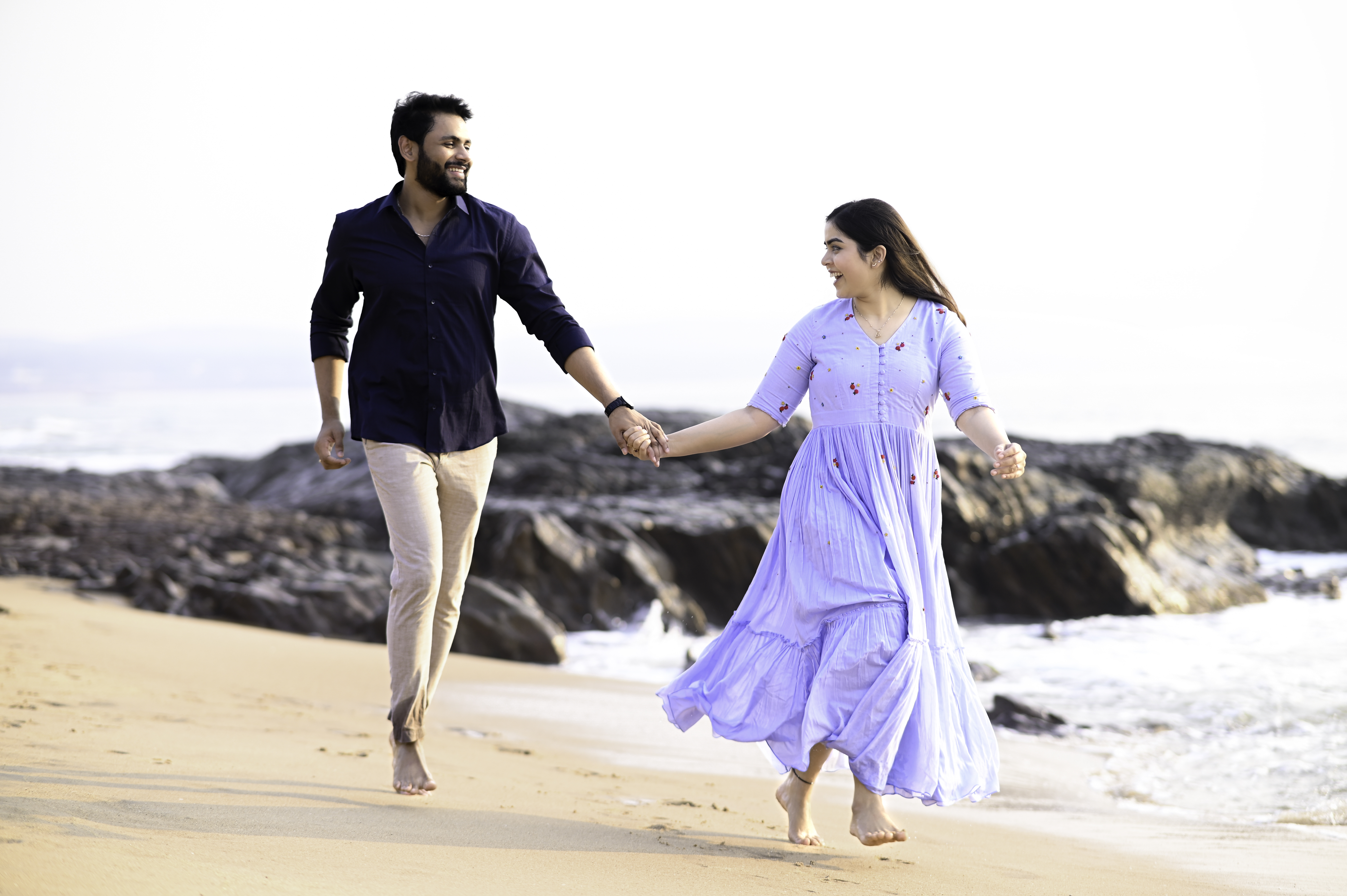 Woman looking in mirror reflection