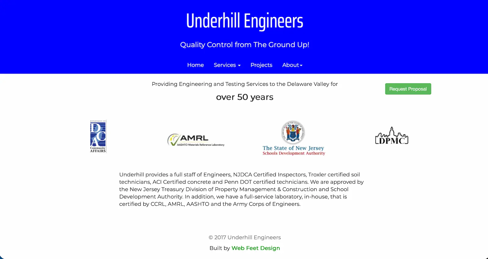 Underhill website design