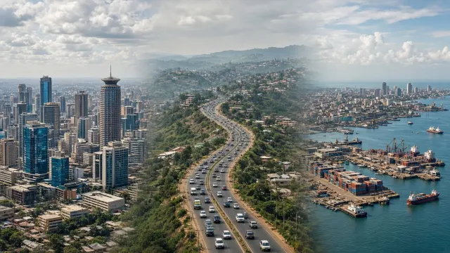 Map-inspired illustration of Kenya, Uganda, and Tanzania job market comparison