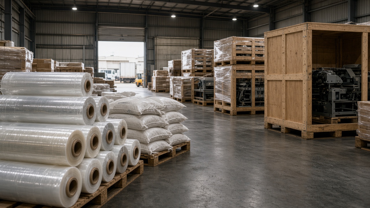 Packaging machinery and film rolls being prepared for import into African converters