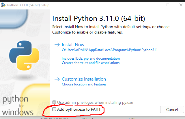 adding python to path image