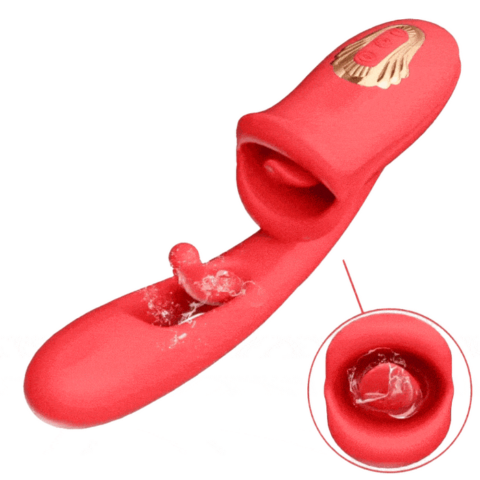 Angel Kiss 4 In 1 Rotating Tongue Licking Vibrating G-Spot Dildo Vibrator