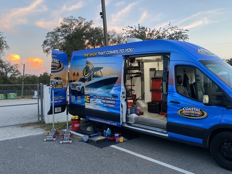 Coastal Mobile Lube van at sunset