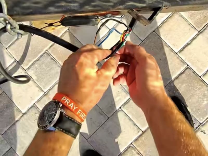 Trailer light wiring repair at a customer's home