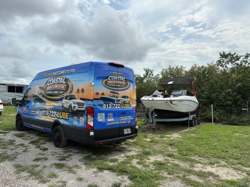 Coastal van out for on-site boat service