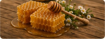 Natural honeycomb representing product origin and quality.