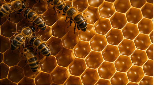Bees working on a natural honeycomb.