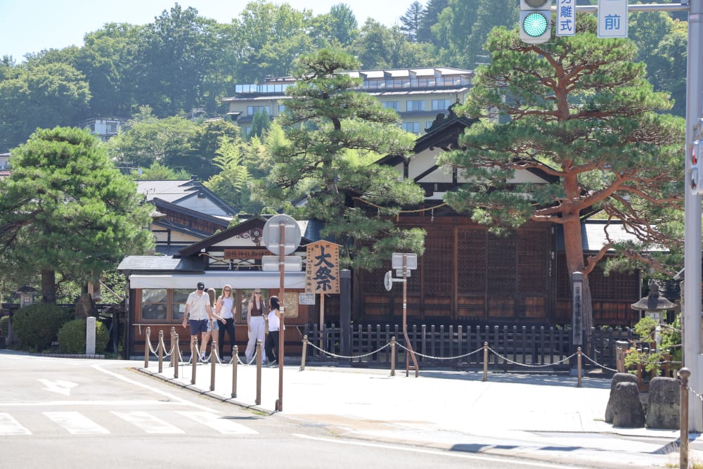 Stalls along the river at the Miyagawa Morning Market in Takayama