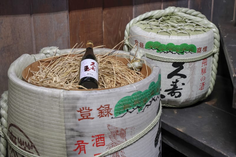 Sake barrels inside a historic brewery in Takayama's Old Town