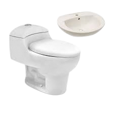 Combo de Baño Orange Ártico Blanco: Inodoro One Piece + Lavatorio