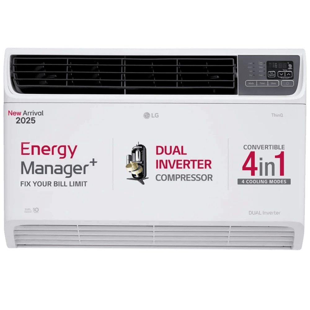 LG UW-Q18WUZA 1.5 Ton 5 Star Dual Inverter Window AC 2025 Model | Convertible 4-in-1 Copper , White