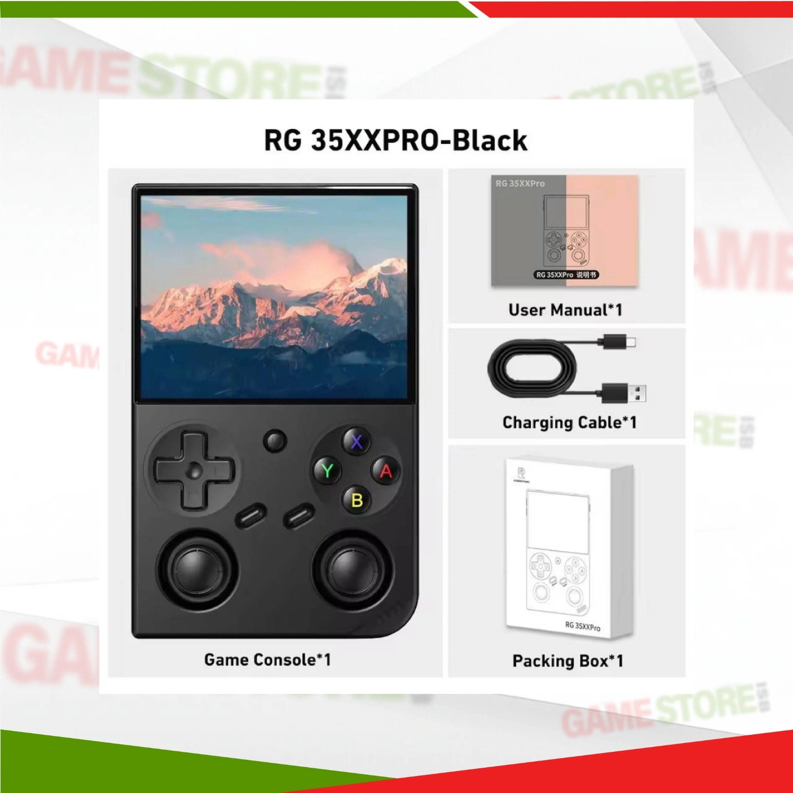 Anbernic RG35XX Pro retro handheld game console with dual analog sticks and IPS screen