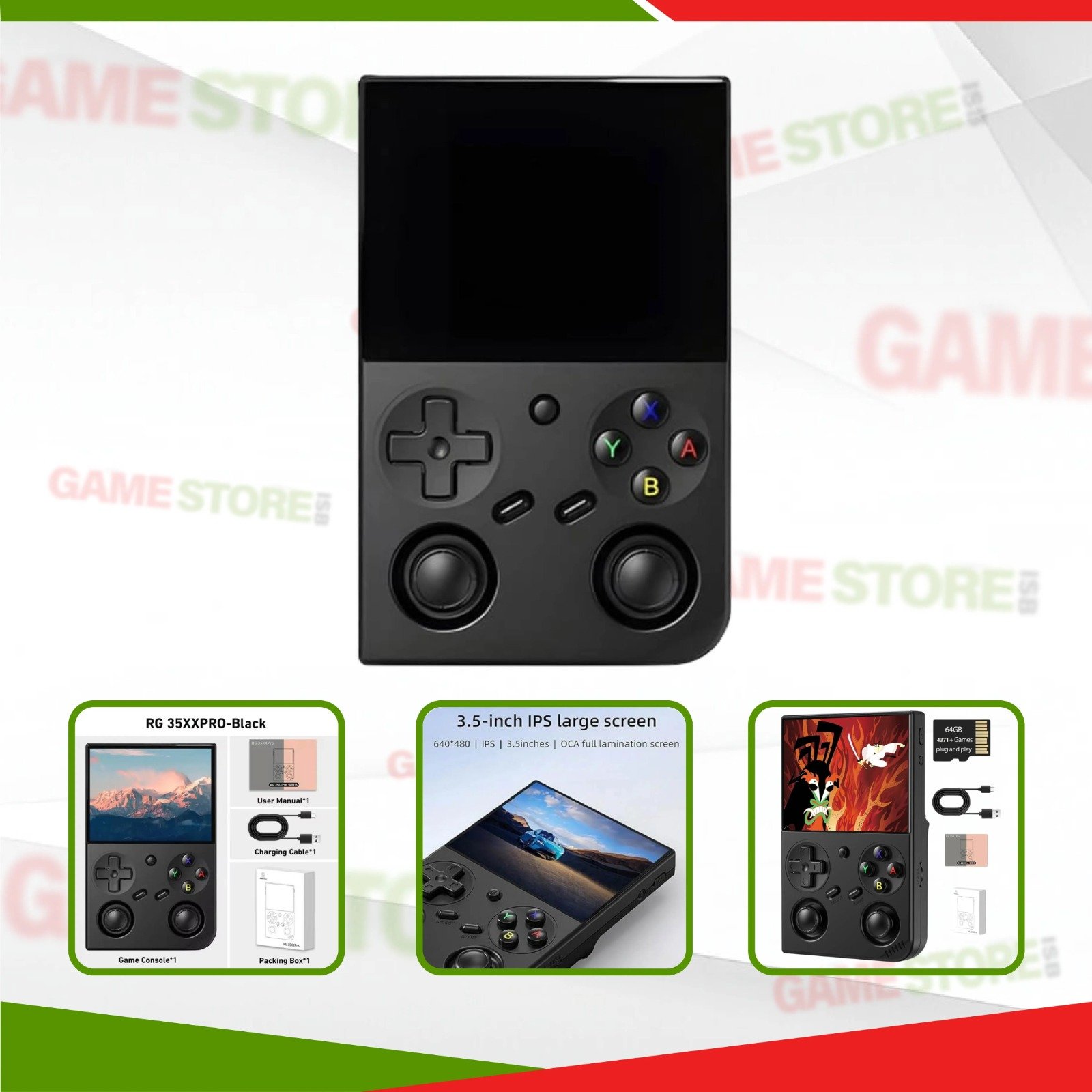 Anbernic RG35XX Pro retro handheld game console with dual analog sticks and IPS screen
