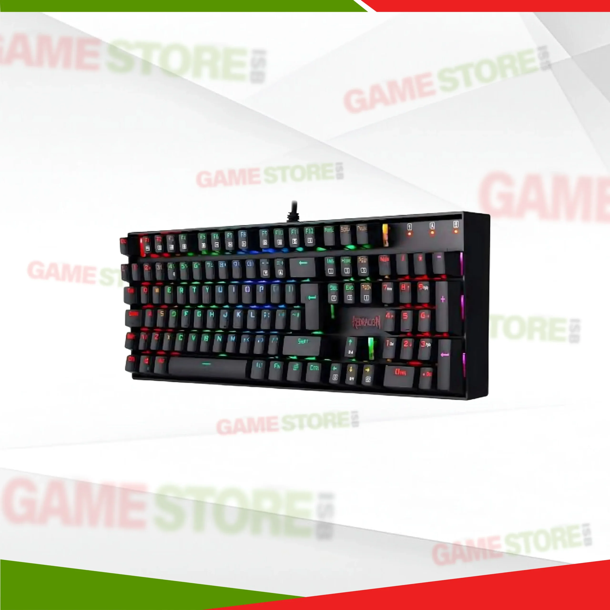 Side angle of Redragon K551 Mitra RGB wired keyboard with blue switches
