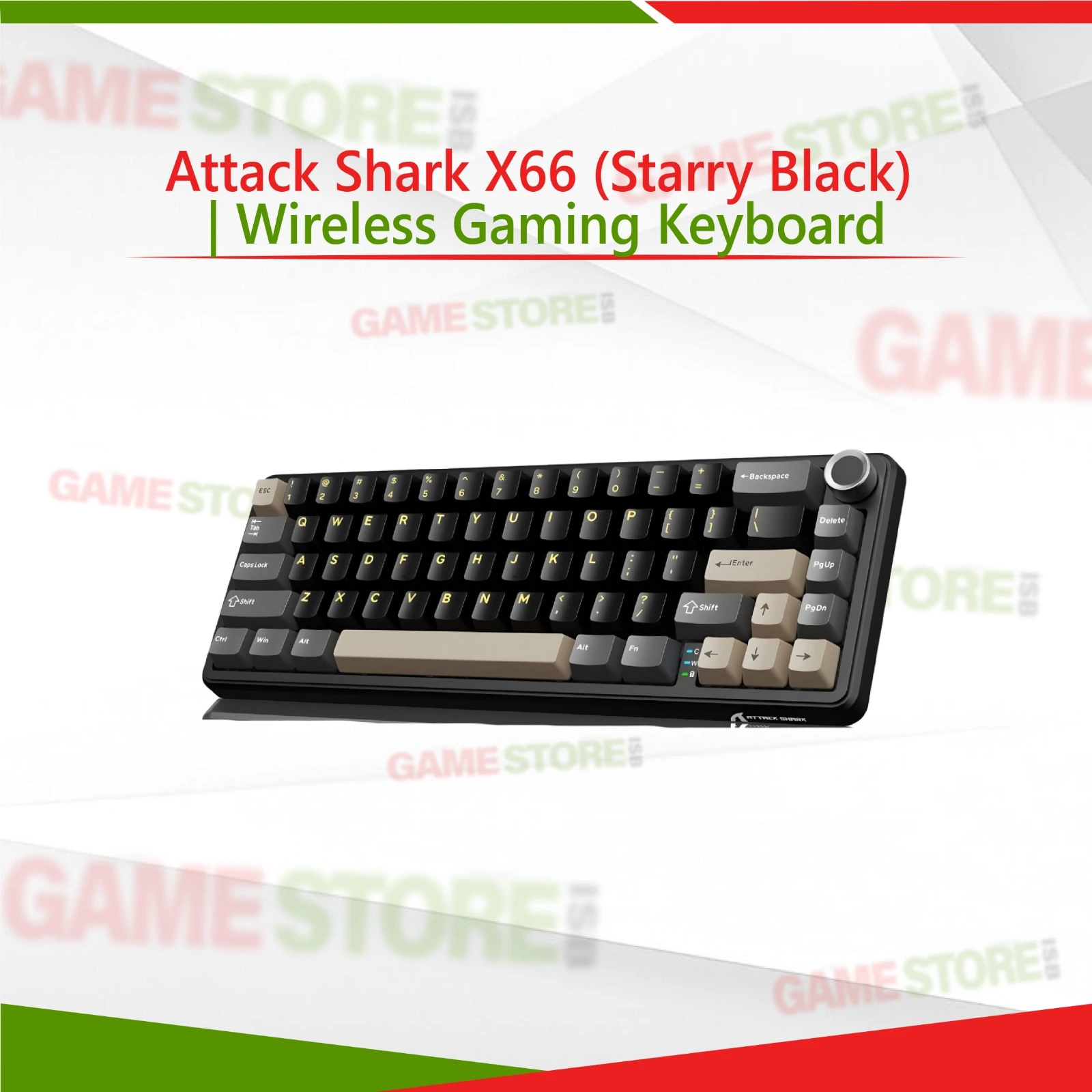 Attack Shark X66 Starry Black wireless gaming keyboard front view RGB mechanical keys