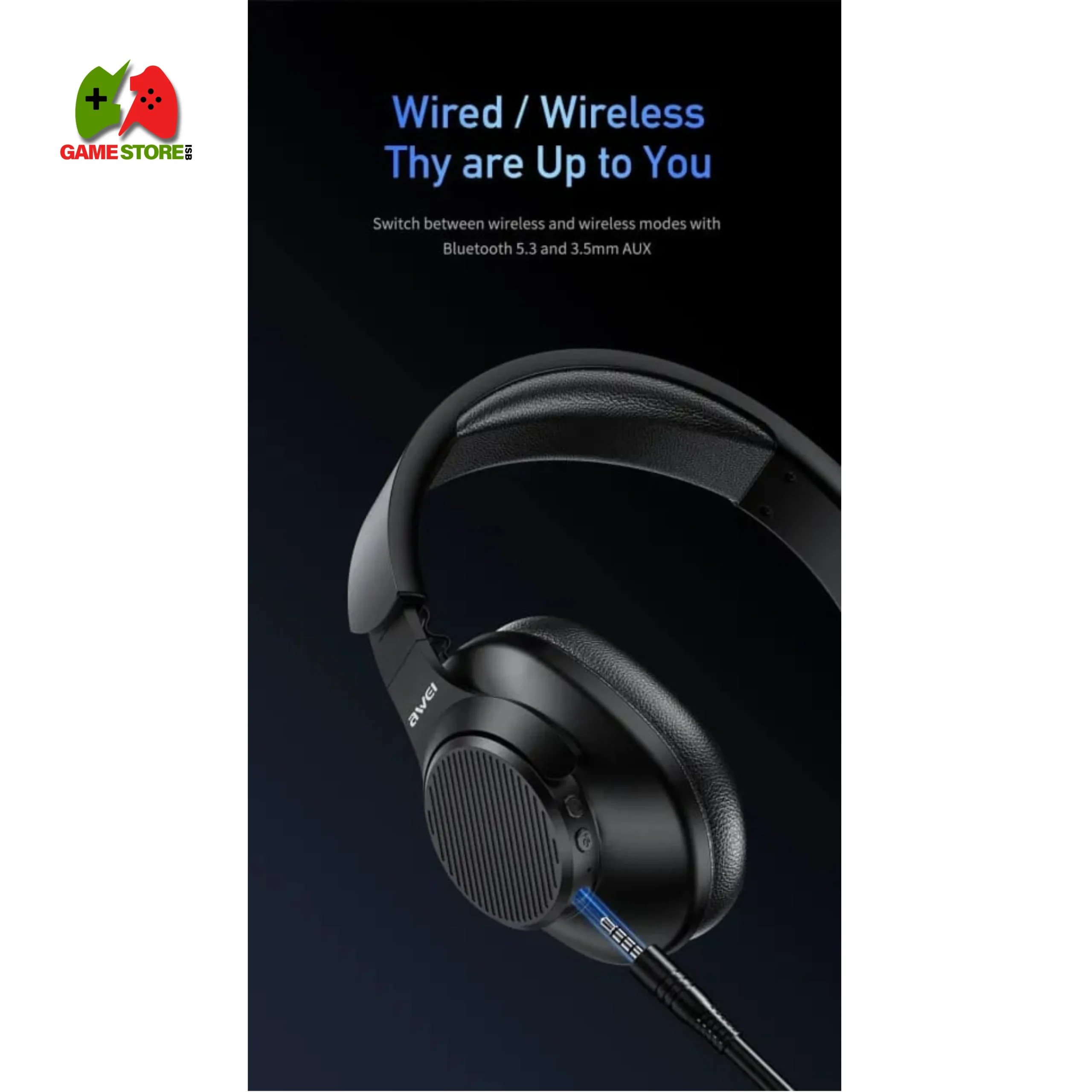 Black AWEI A997 Pro over-ear wireless headset featuring active noise cancellation and foldable design