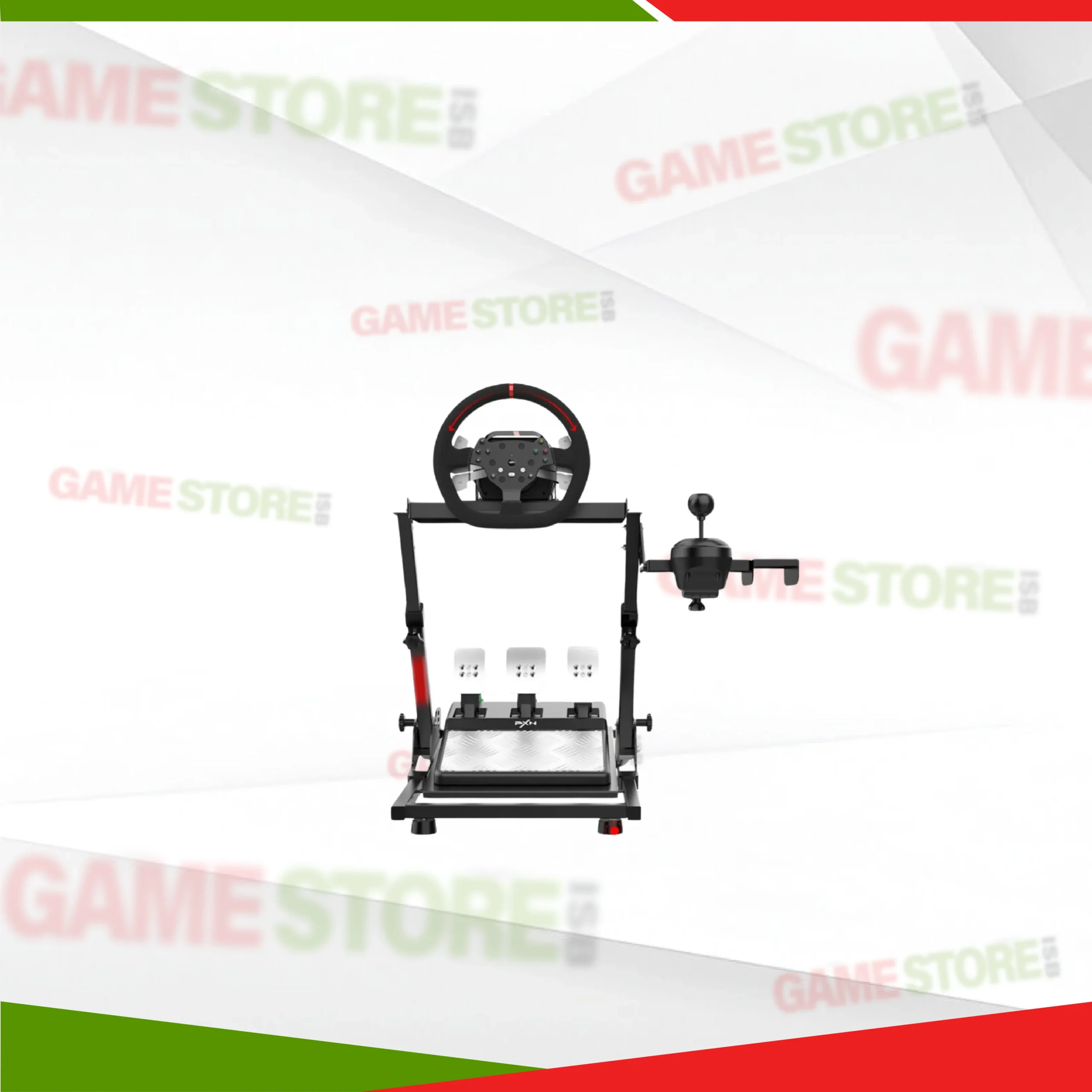Close-up of PXN-A10 racing wheel stand pedals with non-slip design