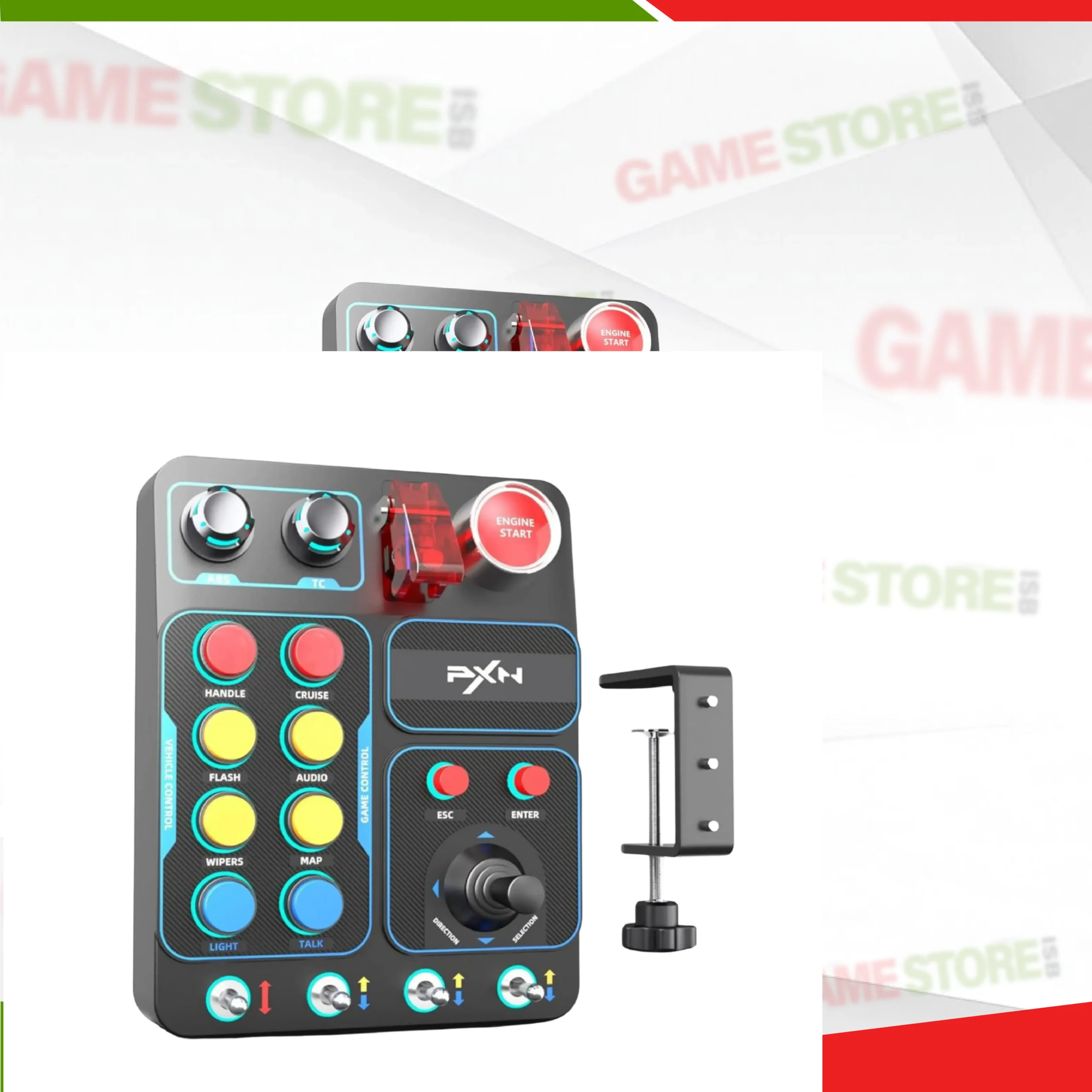 Back panel ports of PXN-CB1 Control Box for racing wheel connectivityBack panel ports of PXN-CB1 Control Box for racing wheel connectivity