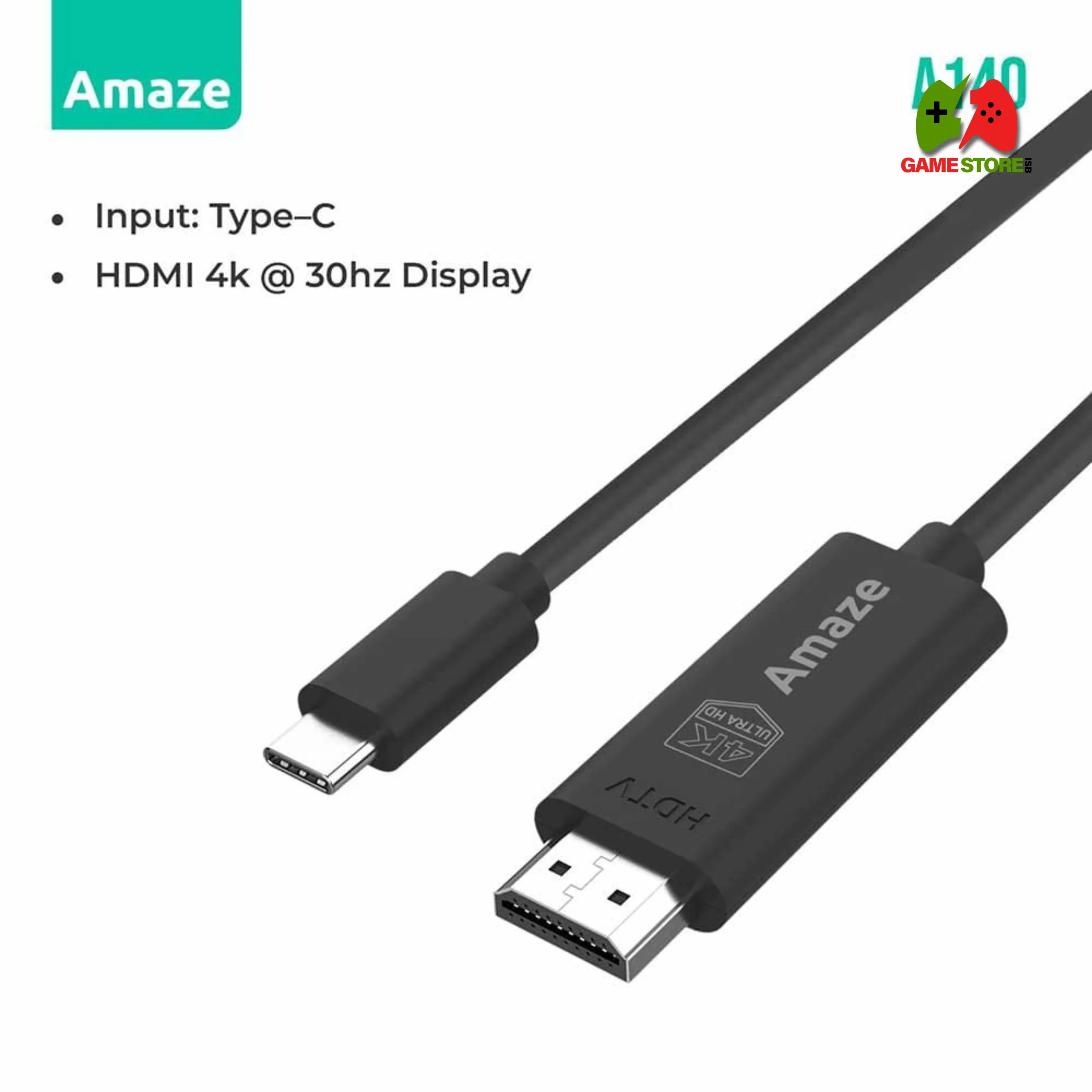 Amaze A140 1.8m Type-C to HDMI 4K Cable in Black