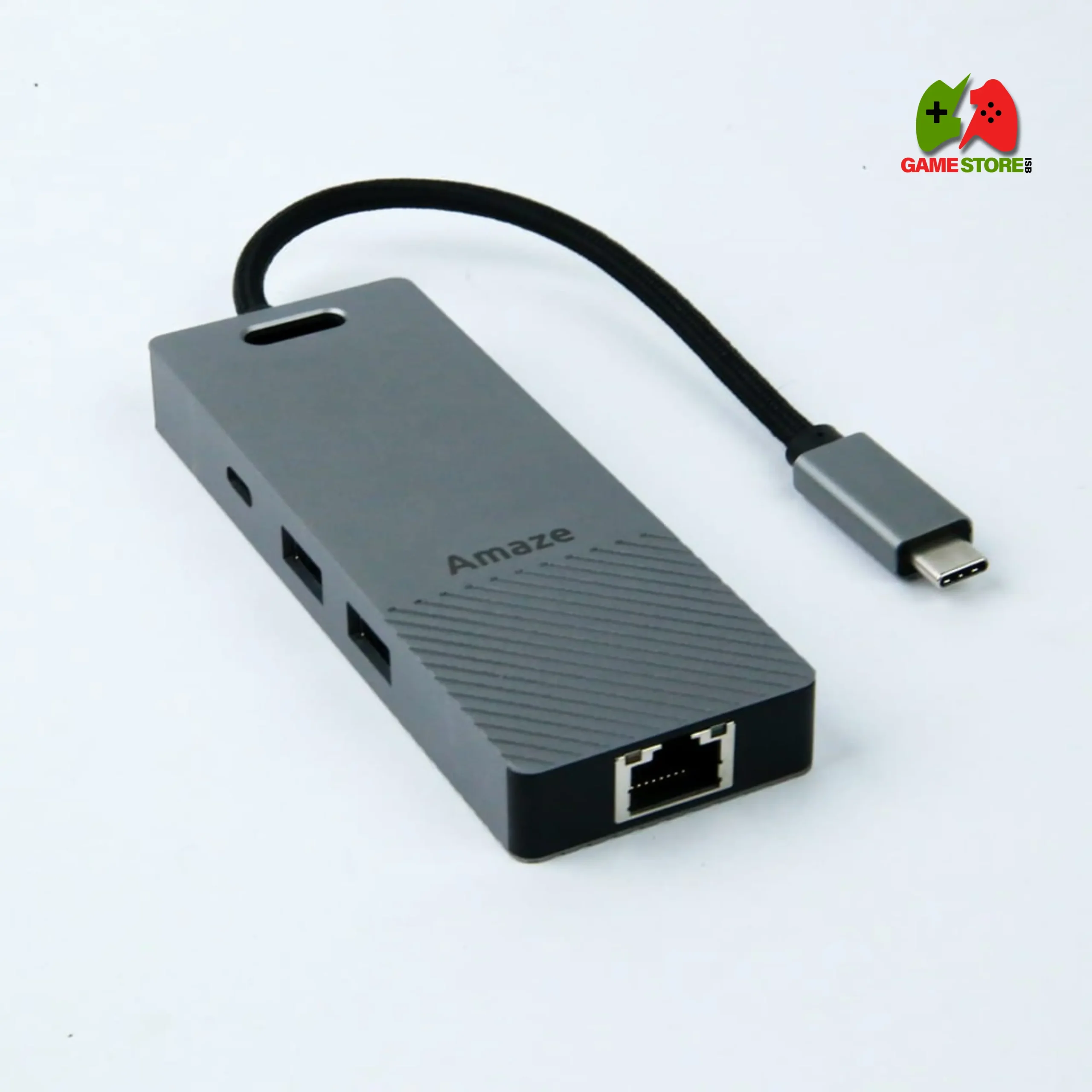 Amaze A326 6-in-1 Multiport Hub with HDMI, LAN, USB 3.0, USB-C, and PD ports.