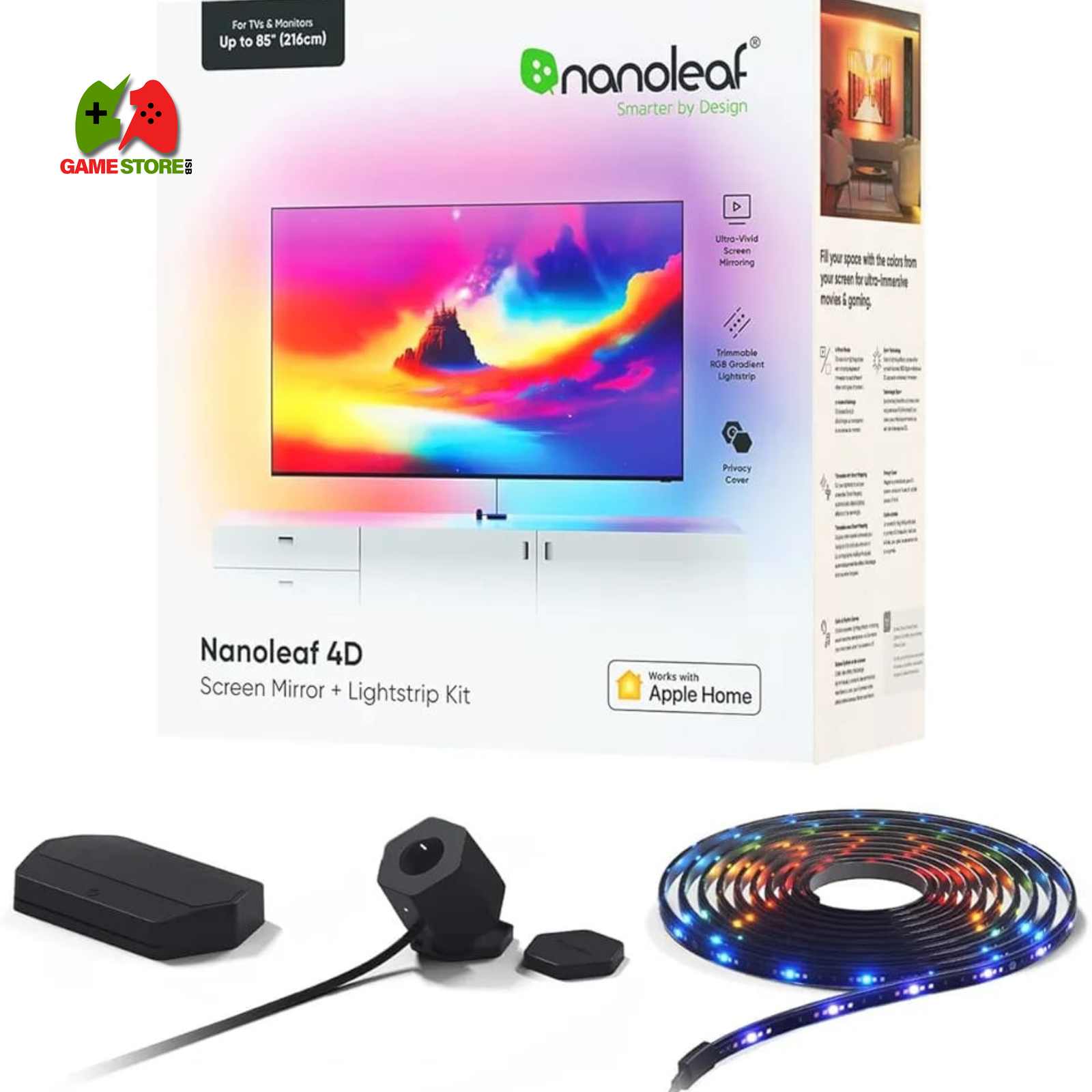 Nanoleaf 4D Kit displaying synchronized ambient lighting behind a TV screen.