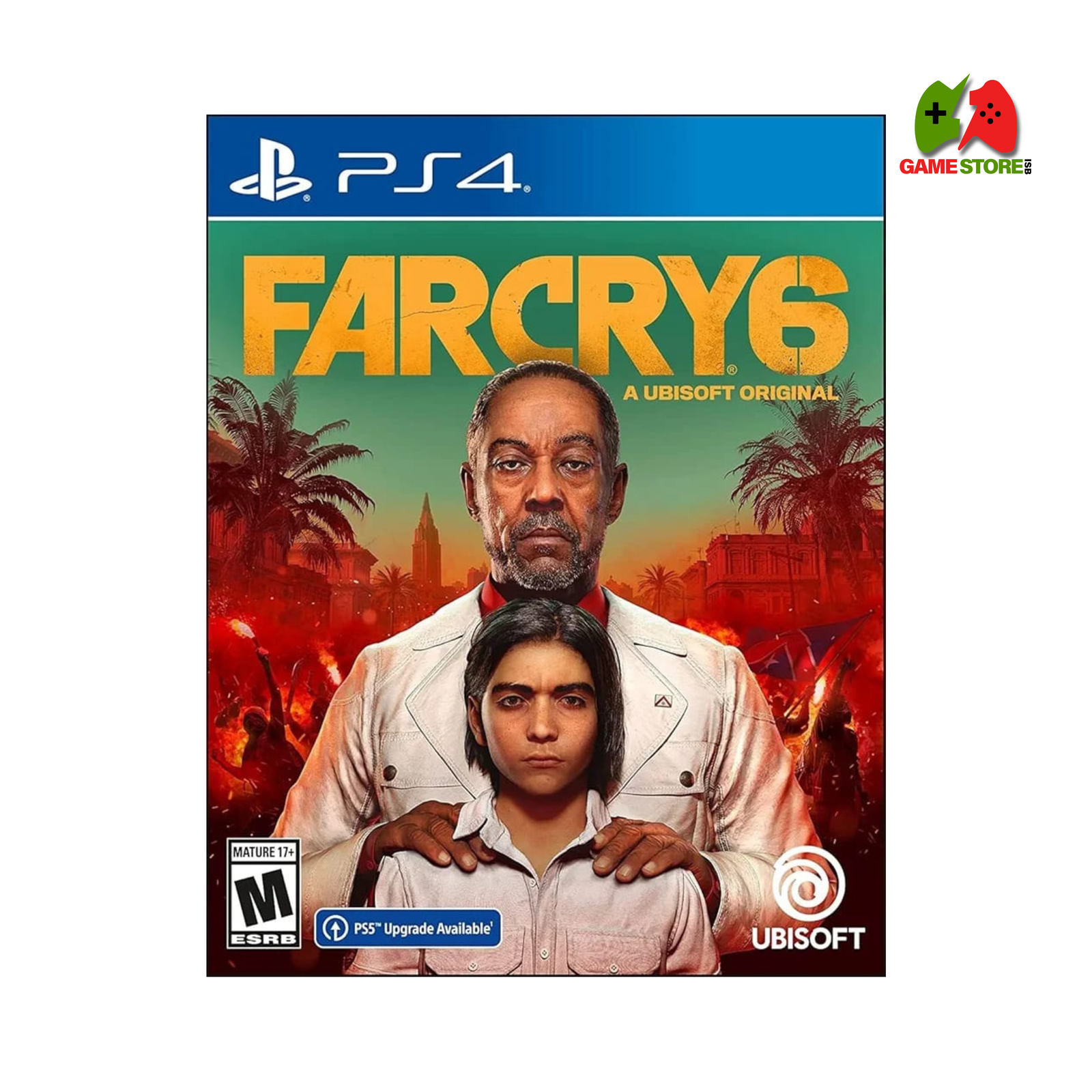 Far Cry 6 - PS4: A thrilling open-world action game where you lead a guerrilla revolution to overthrow a brutal dictatorship. Includes free PS5 upgrade."
