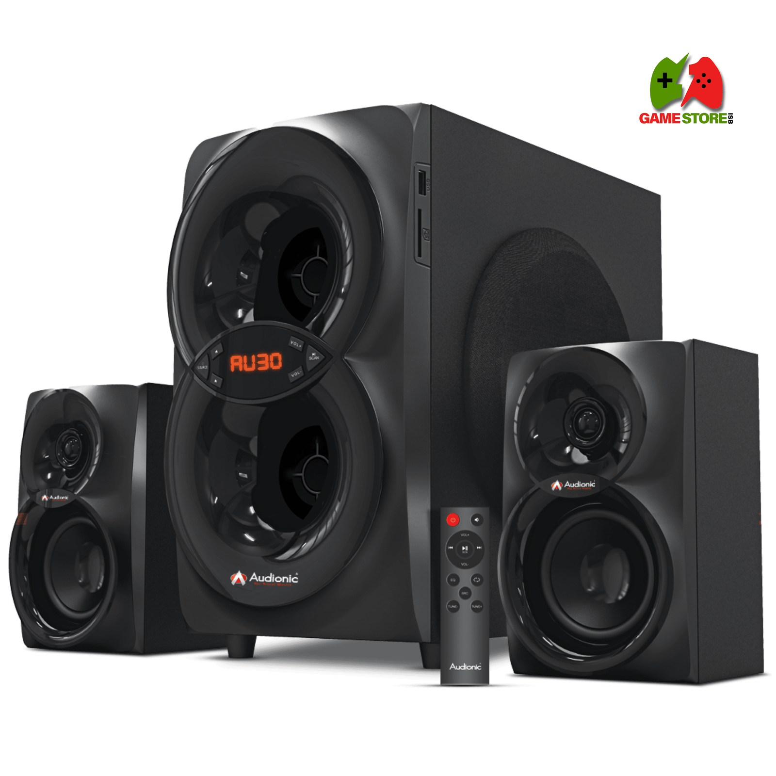 Mega 85 2.1 Speaker – Powerful bass, Bluetooth connectivity, LED display, and remote control for a superior audio experience.