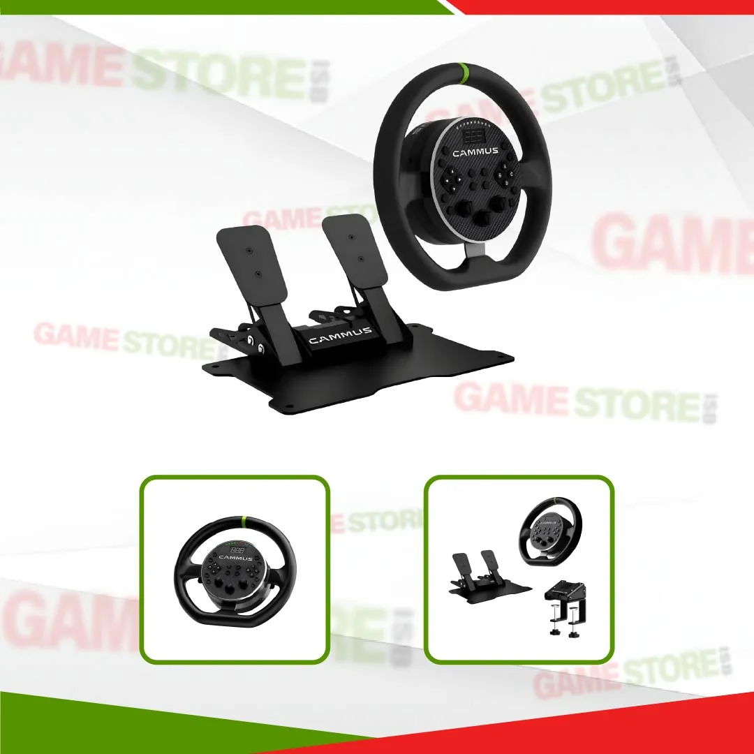 CAMMUS desktop retainer mount providing stable racing wheel installation on desk