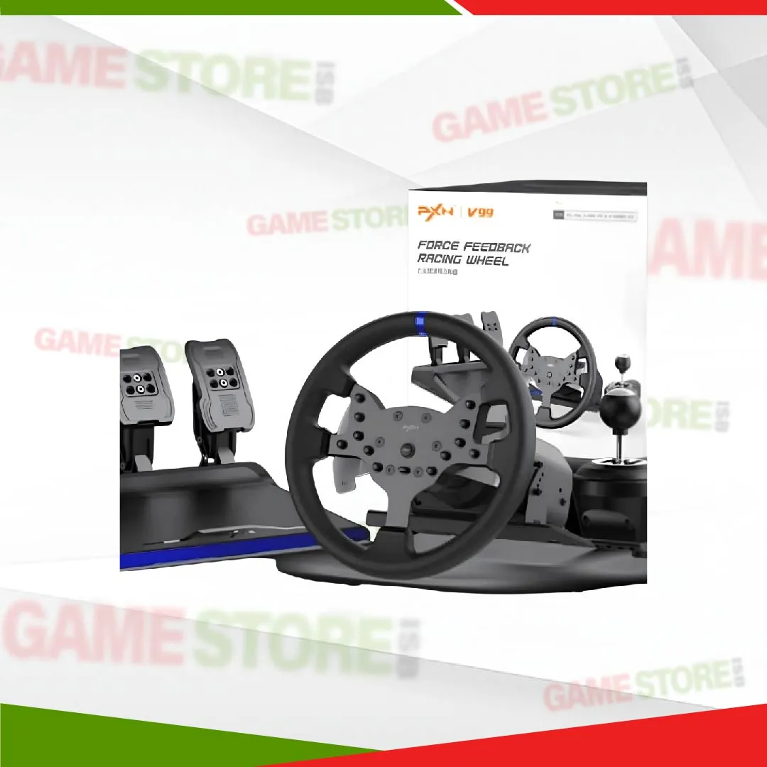 Side view of PXN V99 racing steering wheel showing 3.2Nm force feedback motor and premium build qualitySide view of PXN V99 racing steering wheel showing 3.2Nm force feedback motor and premium build quality