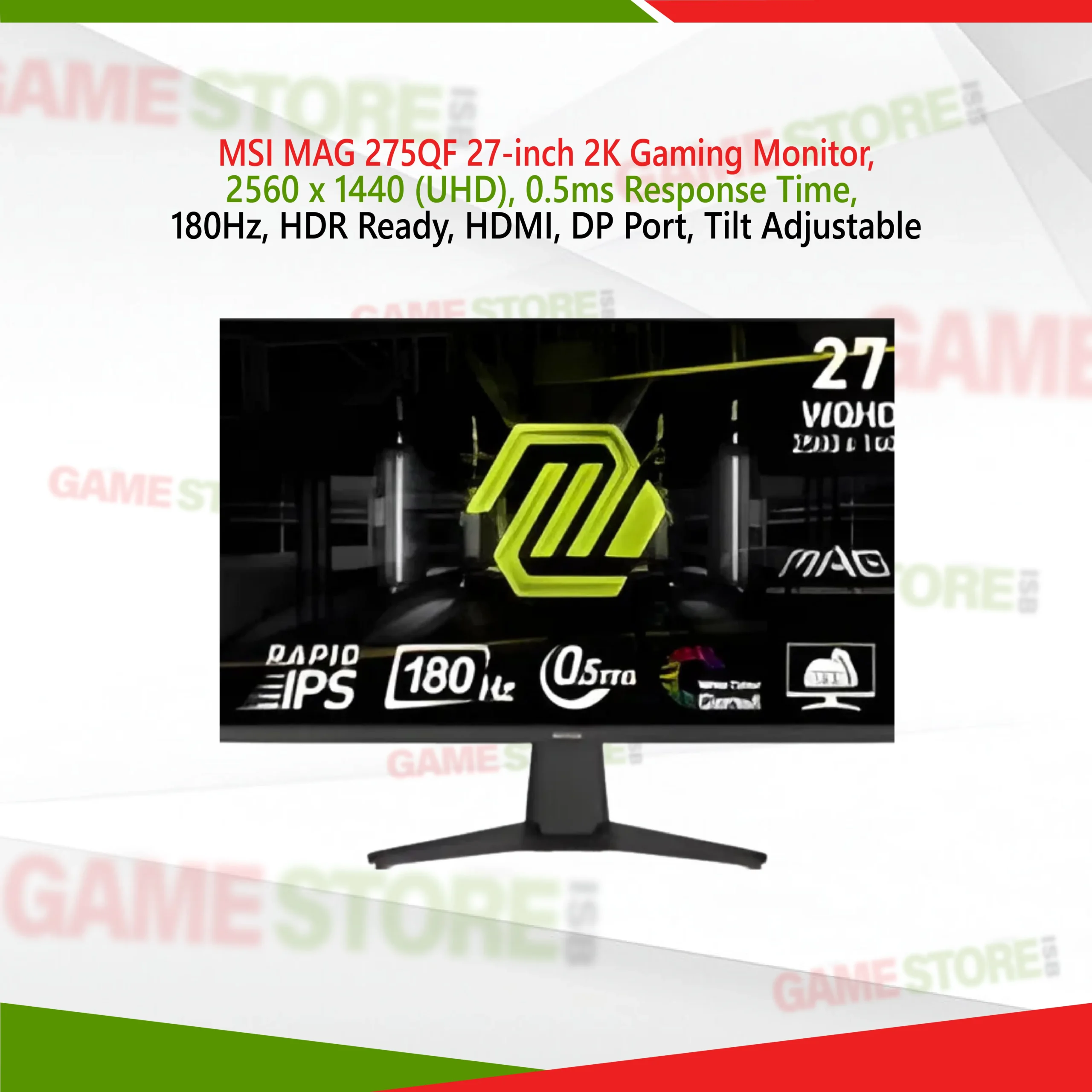 MSI MAG 275QF 27-inch 2K Gaming Monitor front display UHD 2560x1440 180HzMSI MAG 275QF 27-inch 2K Gaming Monitor front display UHD 2560x1440 180Hz