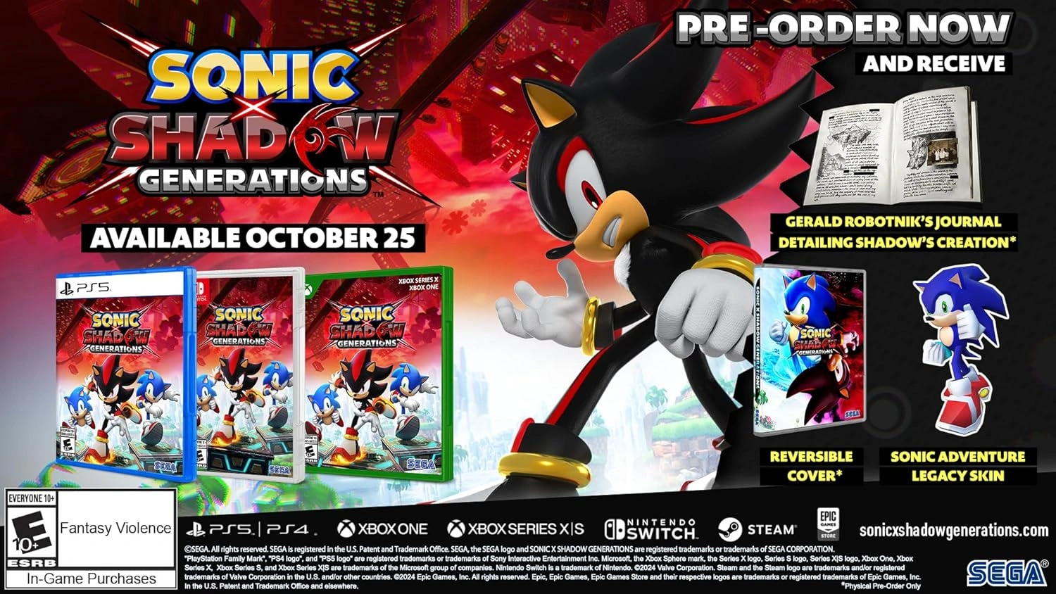Sonic X Shadow Generations PS5 game cover showing Sonic and Shadow running together - Sonic Shadow Generations PS5 Pakistan