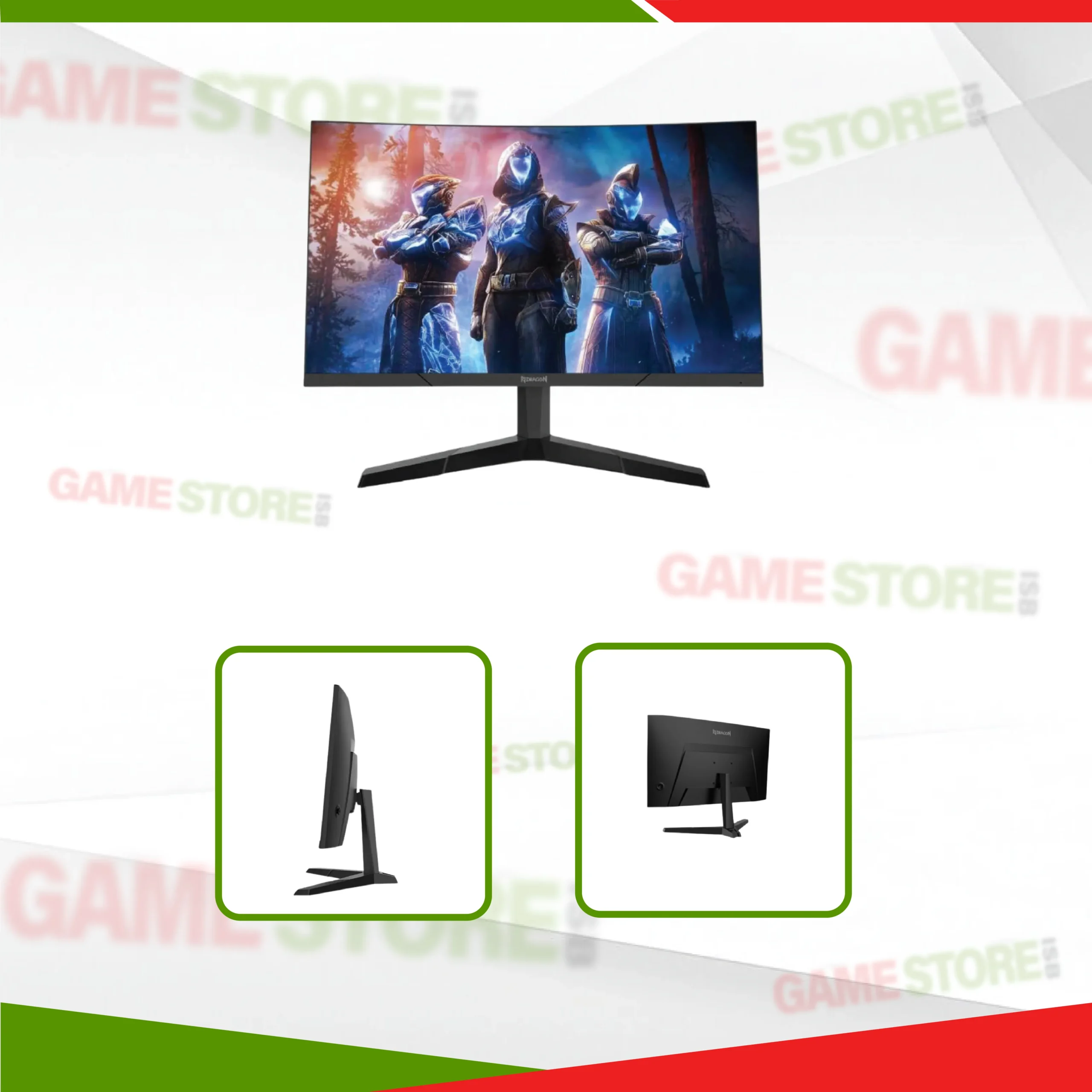 Redragon GM-24G3C Pearl Curve monitor showing HDMI and DisplayPort connectionsRedragon GM-24G3C Pearl Curve monitor showing HDMI and DisplayPort connections