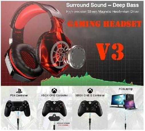 Hunter Spider V3 gaming headset with blue LED lighting