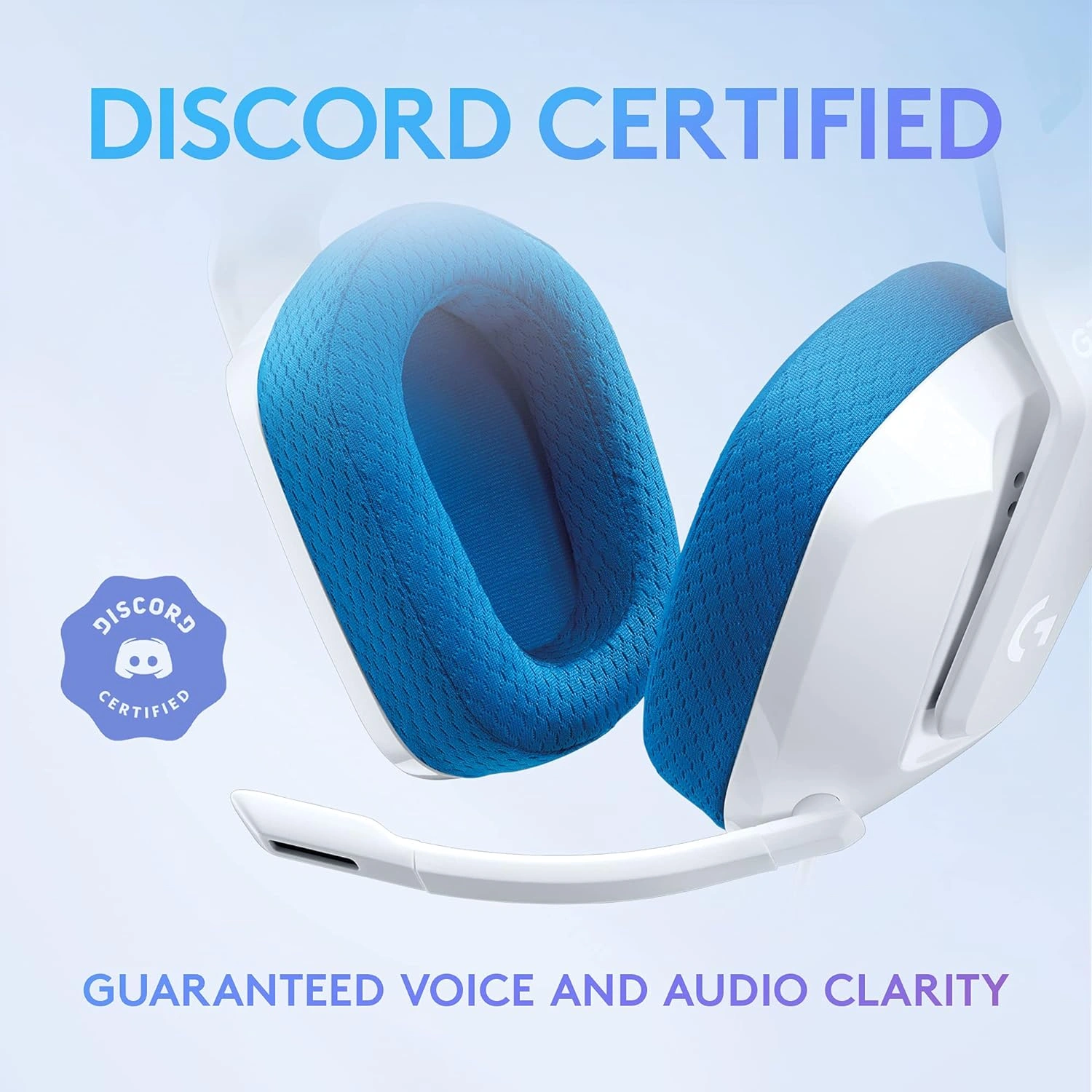Logitech G335 white wired gaming headset with flip-to-mute microphone