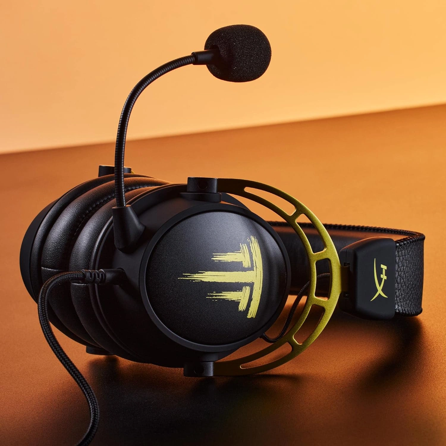 HyperX Cloud Alpha TimTheTatMan Edition yellow and black gaming headset with detachable mic